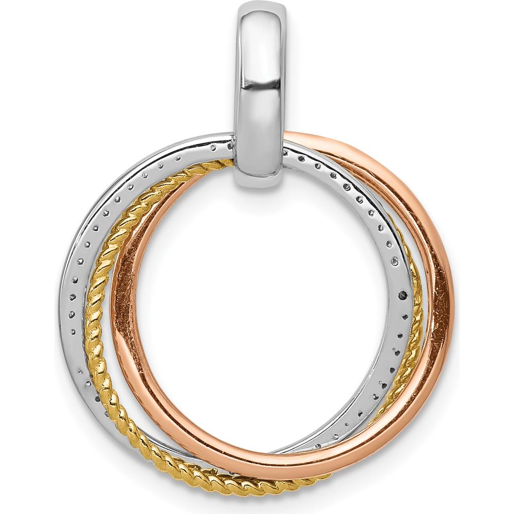 14K Tri-Color Gold Pendant with 83 Round Pave Set Diamonds - 1/6 Carat Total Diamond Weight by Monteluci Fine Jewelry
