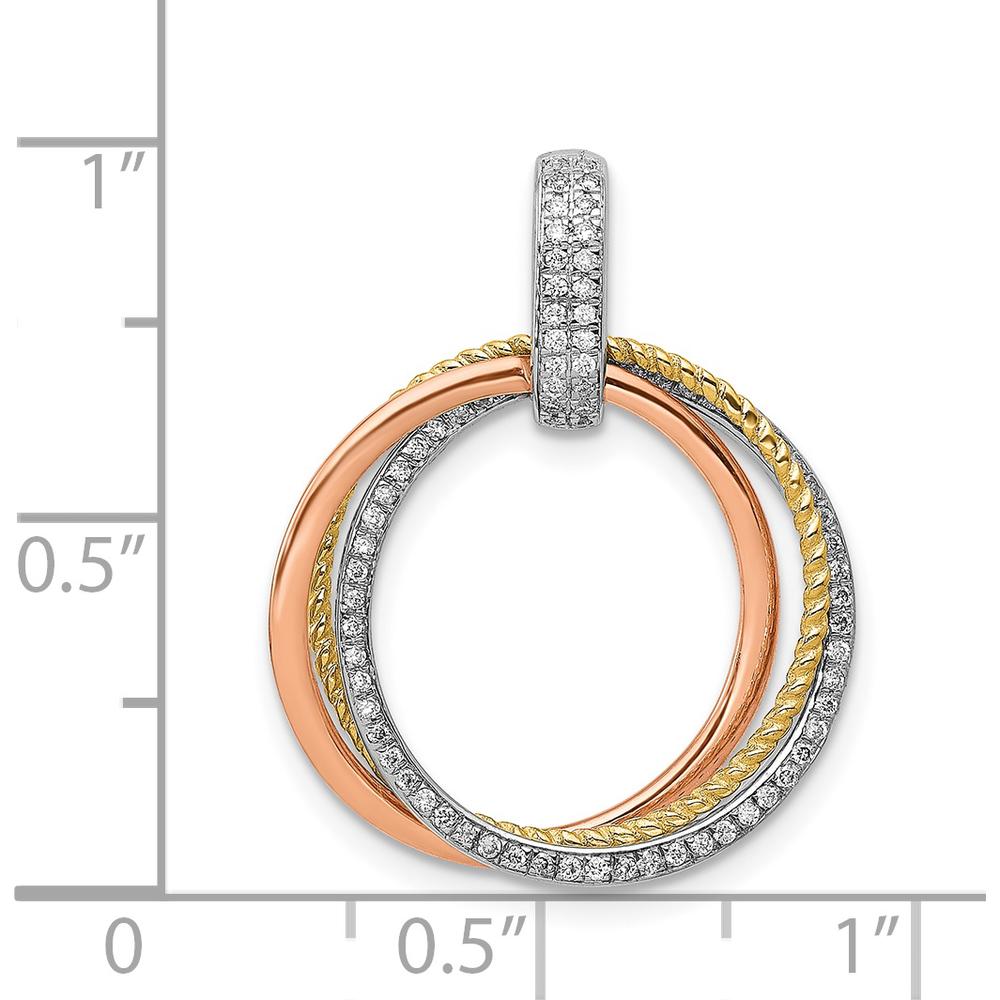 14K Tri-Color Gold Pendant with 83 Round Pave Set Diamonds - 1/6 Carat Total Diamond Weight by Monteluci Fine Jewelry