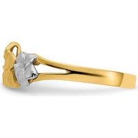 14K Tri-Color Gold Plumeria Flower Ring with Tapered Band by Oro Pregiato