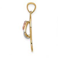 14K Tri-Color Gold Plumeria Sandal Pendant with Polished Finish by Oro Pregiato