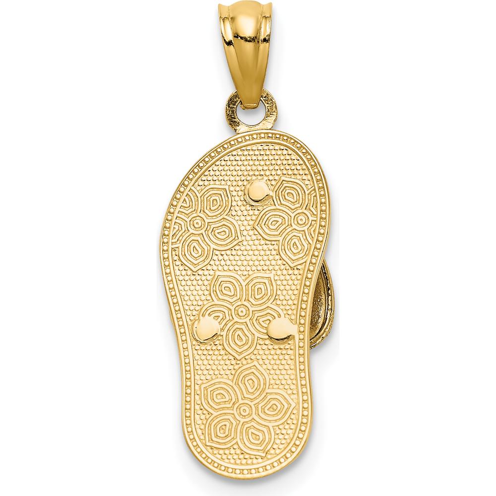 14K Tri-Color Gold Plumeria Sandal Pendant with Polished Finish by Oro Pregiato