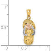 14K Tri-Color Gold Plumeria Sandal Pendant with Polished Finish by Oro Pregiato