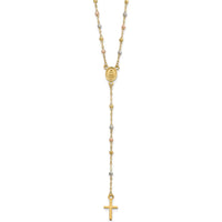 14K Tri-color Gold Rosary Necklace with Miraculous Medal and Diamond-cut Beads - 17" Length with 3" Extender by 0