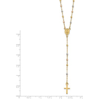 14K Tri-color Gold Rosary Necklace with Miraculous Medal and Diamond-cut Beads - 17" Length with 3" Extender by 0