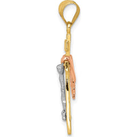 14K Tri-Color Gold Small Draped INRI Crucifix Pendant - Polished Diamond-Cut Finish by Oro Pregiato