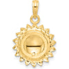 14K Tri-Color Gold Sunflower Pendant with LOVE Engraving - Polished Finish by Oro Pregiato