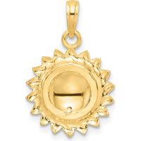 14K Tri-Color Gold Sunflower Pendant with LOVE Engraving - Polished Finish by Oro Pregiato