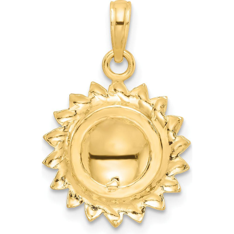 14K Tri-Color Gold Sunflower Pendant with LOVE Engraving - Polished Finish by Oro Pregiato