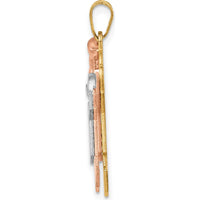 14K Tri-Color Gold The Kids Big Girl and Little Boy Engravable Joy Charm - 30mm by Oro Pregiato
