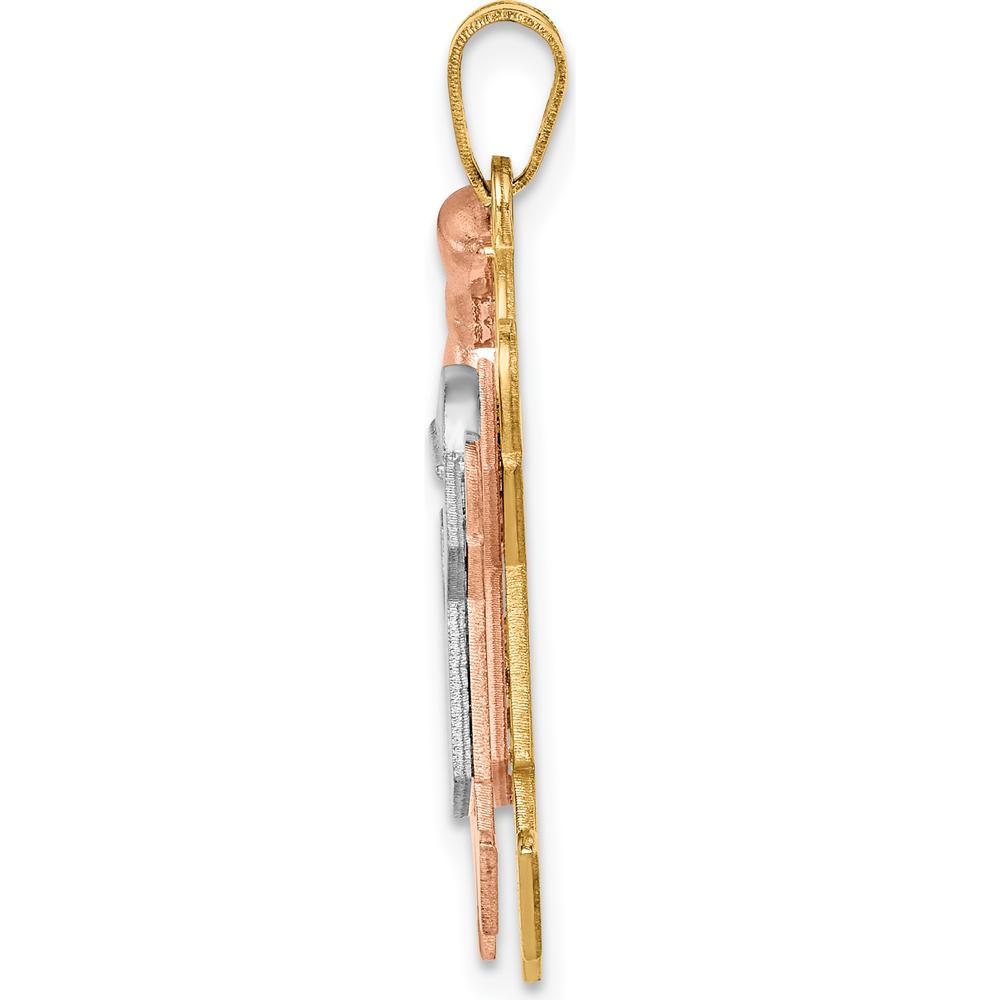 14K Tri-Color Gold The Kids Big Girl and Little Boy Engravable Joy Charm - 30mm by Oro Pregiato