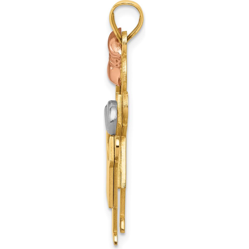 14K Tri-Color Gold The Kids Big Girl and Little Boy Engravable Love Charm - 30mm Length by Oro Pregiato