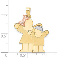 14K Tri-Color Gold The Kids Big Girl and Little Boy Engravable Love Charm - 30mm Length by Oro Pregiato