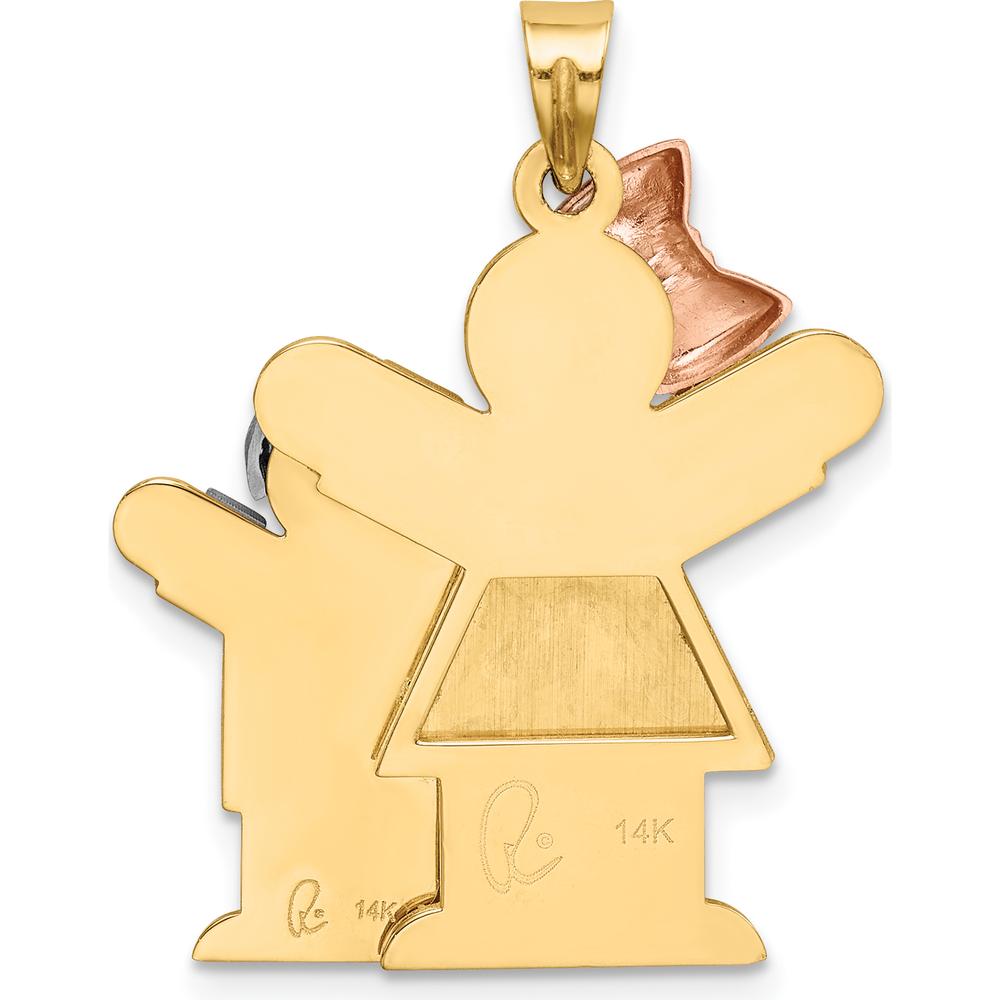 14K Tri-Color Gold The Kids Big Girl and Little Boy Engravable Love Charm - 30mm Length by Oro Pregiato