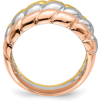 14K Tri-Color Gold Triple Band Fashion Ring with Polished Finish by 0