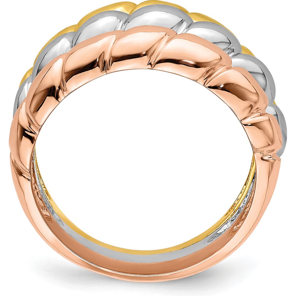 14K Tri-Color Gold Triple Band Fashion Ring with Polished Finish by 0
