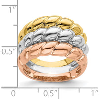 14K Tri-Color Gold Triple Band Fashion Ring with Polished Finish by 0