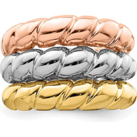 14K Tri-Color Gold Triple Band Fashion Ring with Polished Finish by 0