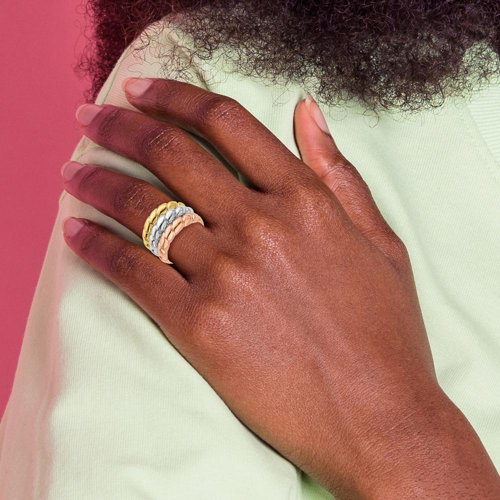 14K Tri-Color Gold Triple Band Fashion Ring with Polished Finish by 0