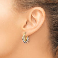 14K Tri-Color Hammered Textured Triple Hoop Earrings by 0