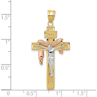 14K Tri-Color Large Draped INRI Crucifix Pendant - Faith-Inspired Gold Jewelry by Oro Pregiato