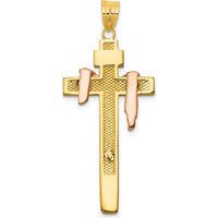 14K Tri-Color Large Draped INRI Crucifix Pendant - Faith-Inspired Gold Jewelry by Oro Pregiato