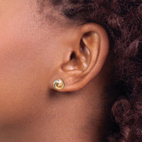 14K Tri-color Love Knot Polished Post Earrings - Elegant Design in Yellow, Rose, and White Gold by 0