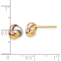 14K Tri-color Love Knot Polished Post Earrings - Elegant Design in Yellow, Rose, and White Gold by 0