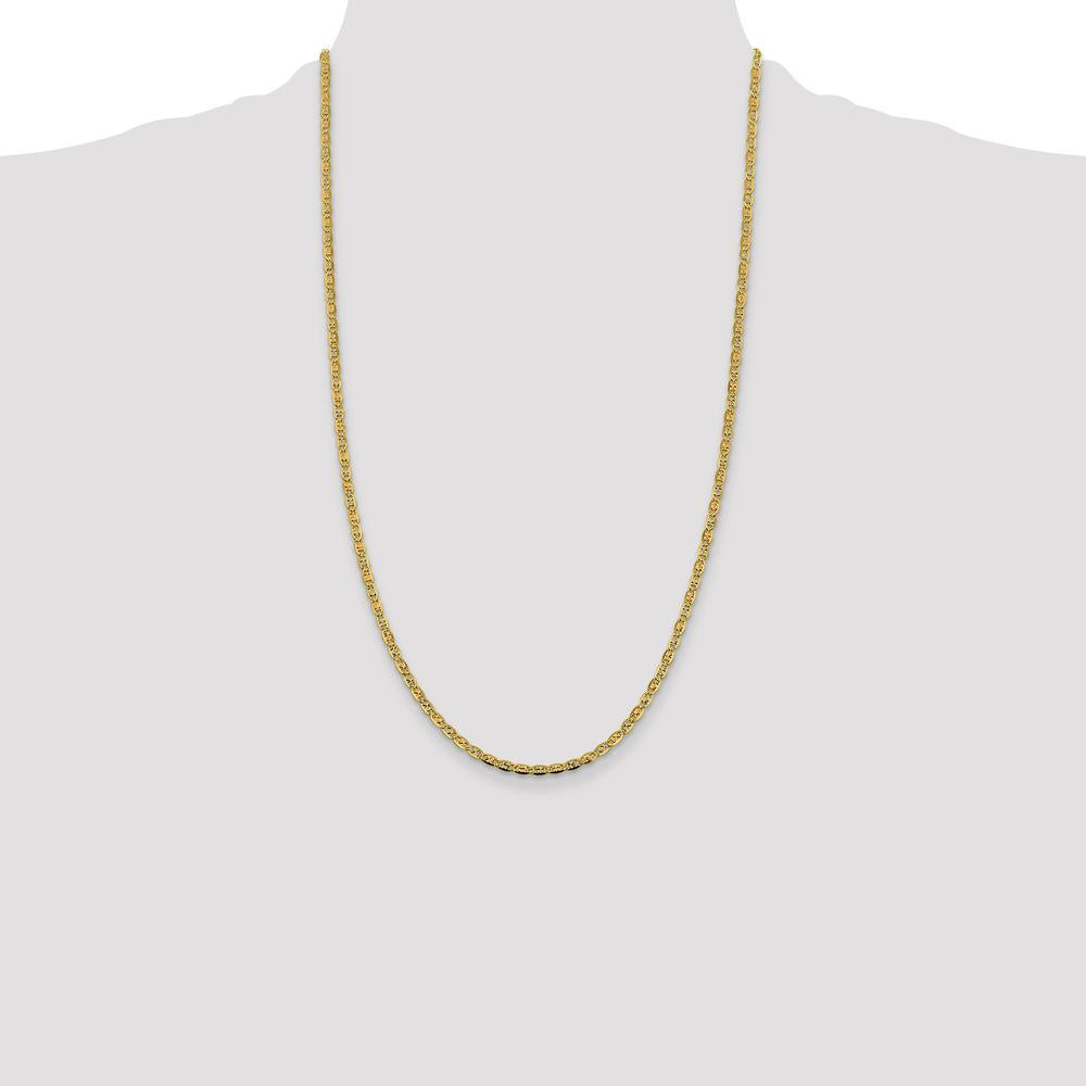 14K Tri-Color Pavé Valentino 26" Link Chain with Lobster Clasp - 2.75mm Width by Oro Pregiato