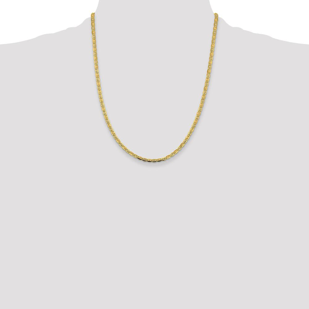 14K Tri-Color Pavé Valentino Link Chain Necklace - 22" 3.8mm by Oro Pregiato