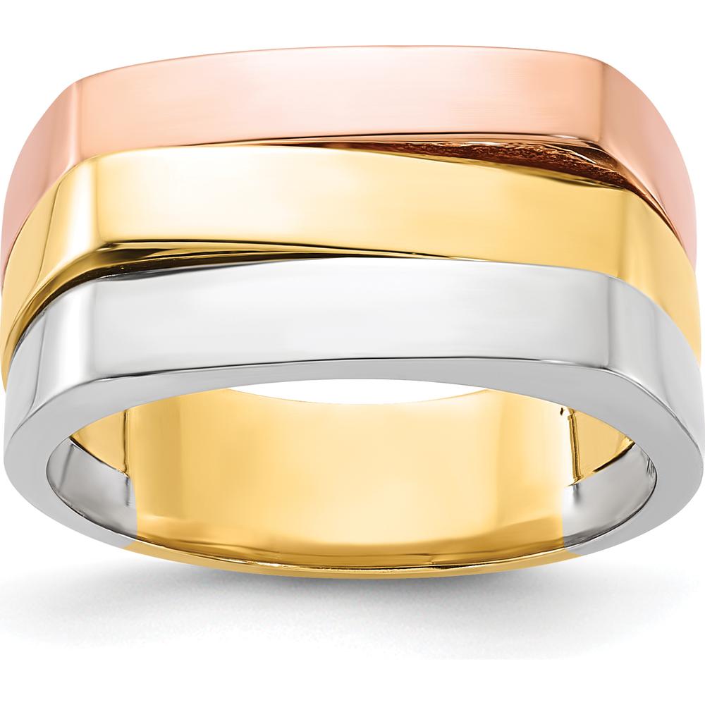 14K Tri-Color Polished Contemporary Domed Band Ring - Fashion Jewelry for Women by 0