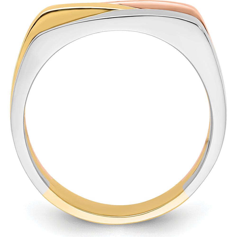 14K Tri-Color Polished Contemporary Domed Band Ring - Fashion Jewelry for Women by 0