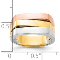 14K Tri-Color Polished Contemporary Domed Band Ring - Fashion Jewelry for Women by 0