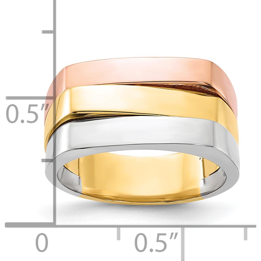 14K Tri-Color Polished Contemporary Domed Band Ring - Fashion Jewelry for Women by 0