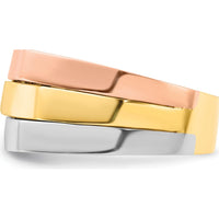 14K Tri-Color Polished Contemporary Domed Band Ring - Fashion Jewelry for Women by 0