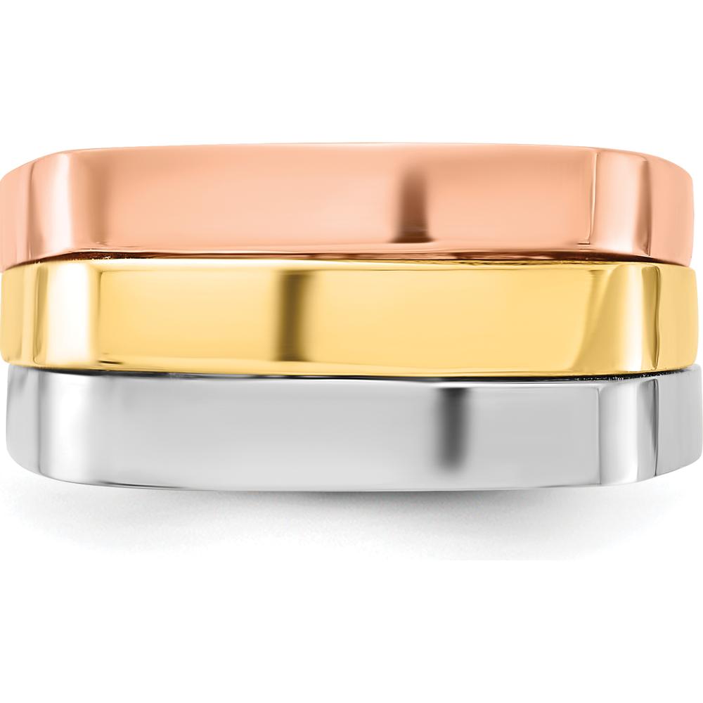 14K Tri-Color Polished Contemporary Domed Band Ring - Fashion Jewelry for Women by 0