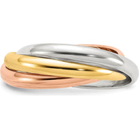14K Tri-Color Polished Rolling Ring - 6mm Band Width by 0