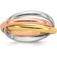 14K Tri-color Polished Rolling Ring - Size 6 by 0