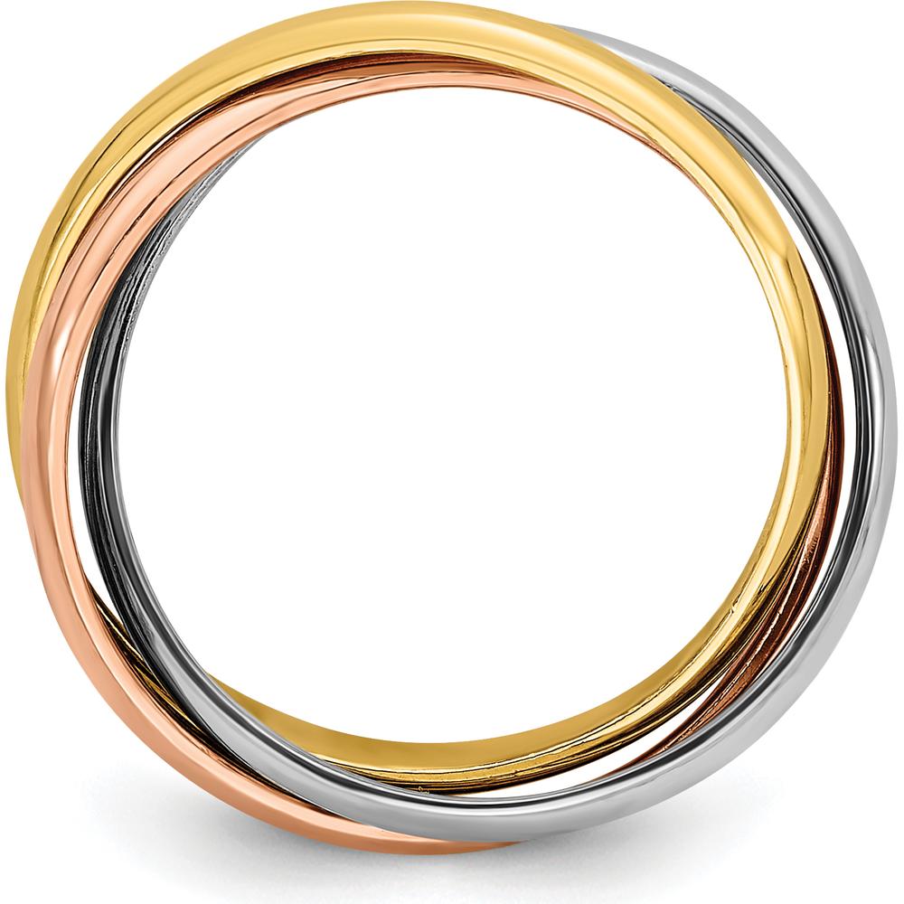 14K Tri-color Polished Rolling Ring - Size 6 by 0
