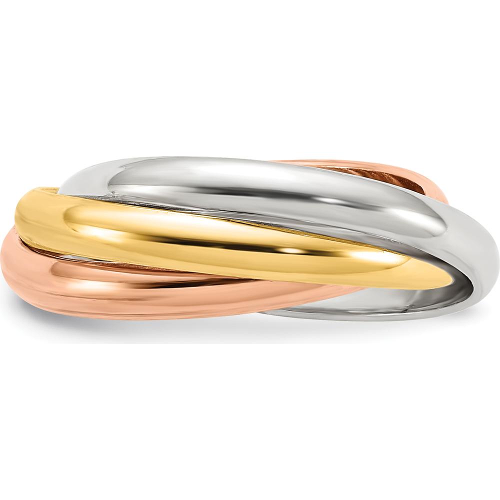 14K Tri-color Polished Rolling Ring - Size 6 by 0
