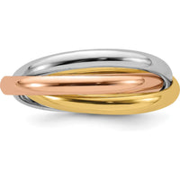 14K Tri-color Polished Rolling Ring - Size 6 by 0
