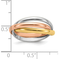14K Tri-color Polished Rolling Ring - Size 6 by 0