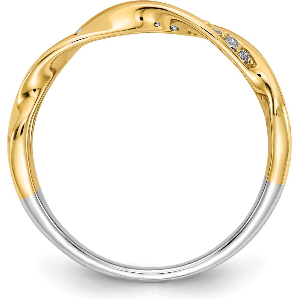 14K Tri-Color Triple Twist Ring with Prong-Set Round Diamonds - 0.16 Carat Total Diamond Weight by 0