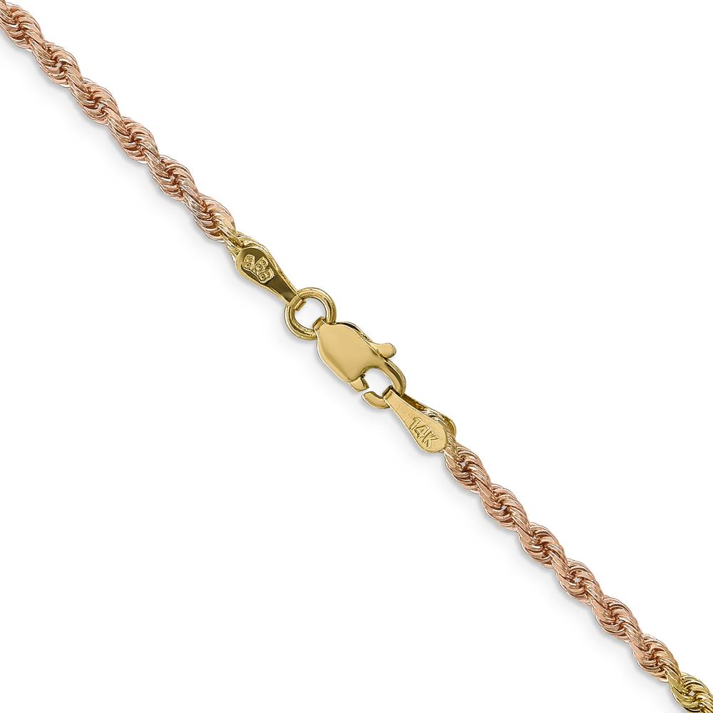 14K Tri-Colored Gold 16" 2.5mm Diamond-Cut Rope Chain Necklace with Lobster Clasp