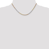 14K Tri-Colored Gold 16" 2.5mm Diamond-Cut Rope Chain Necklace with Lobster Clasp