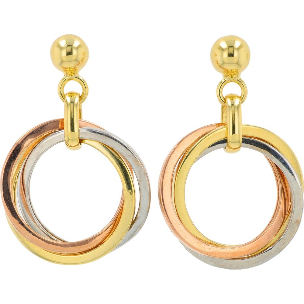 14K Tri - Tone Gold Crossover Circle Earrings - Timeless Design in Yel ...