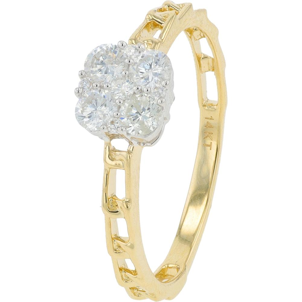 14K Two-Tone 0.42 Carats Diamond Ring with Cluster Setting