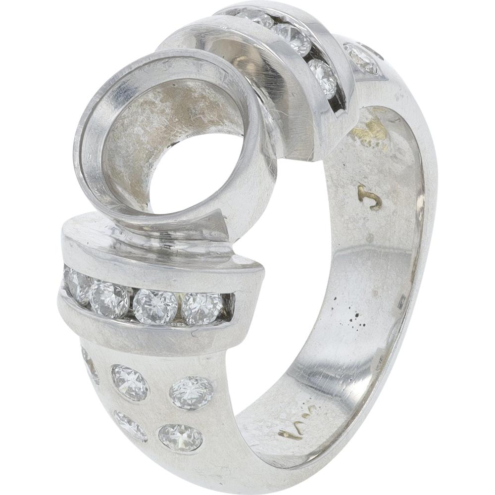 14K Two-Tone 0.53 Carat Round Diamond Semi-Mount Ring in White & Yellow Gold