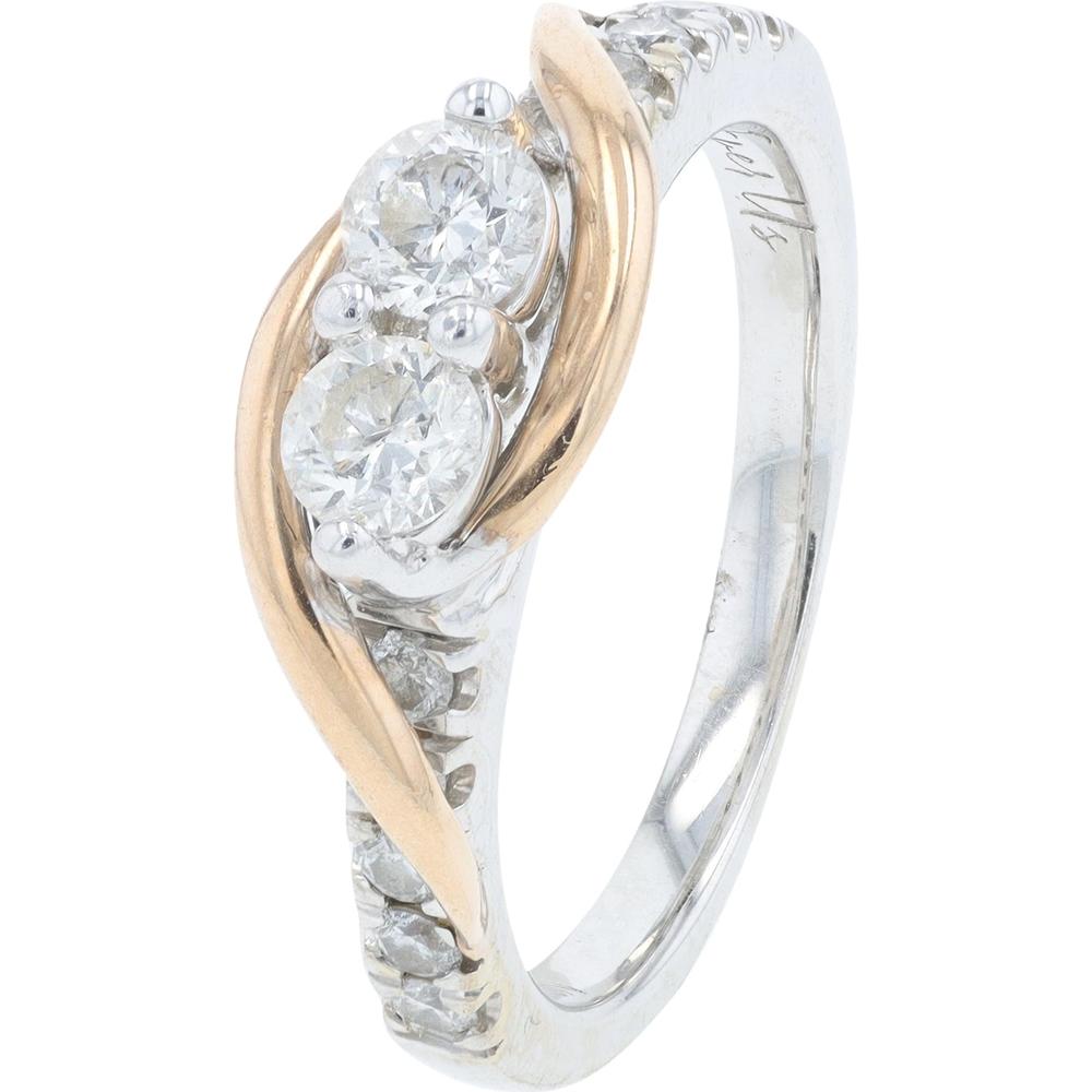 14K Two-Tone 0.75 Carats Diamond Engagement Ring with Shared Prong Setting