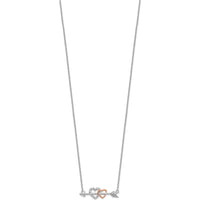 14K Two-Tone 1/20 Carat Diamond Hearts on Arrow Necklace - 18" by Oro Pregiato