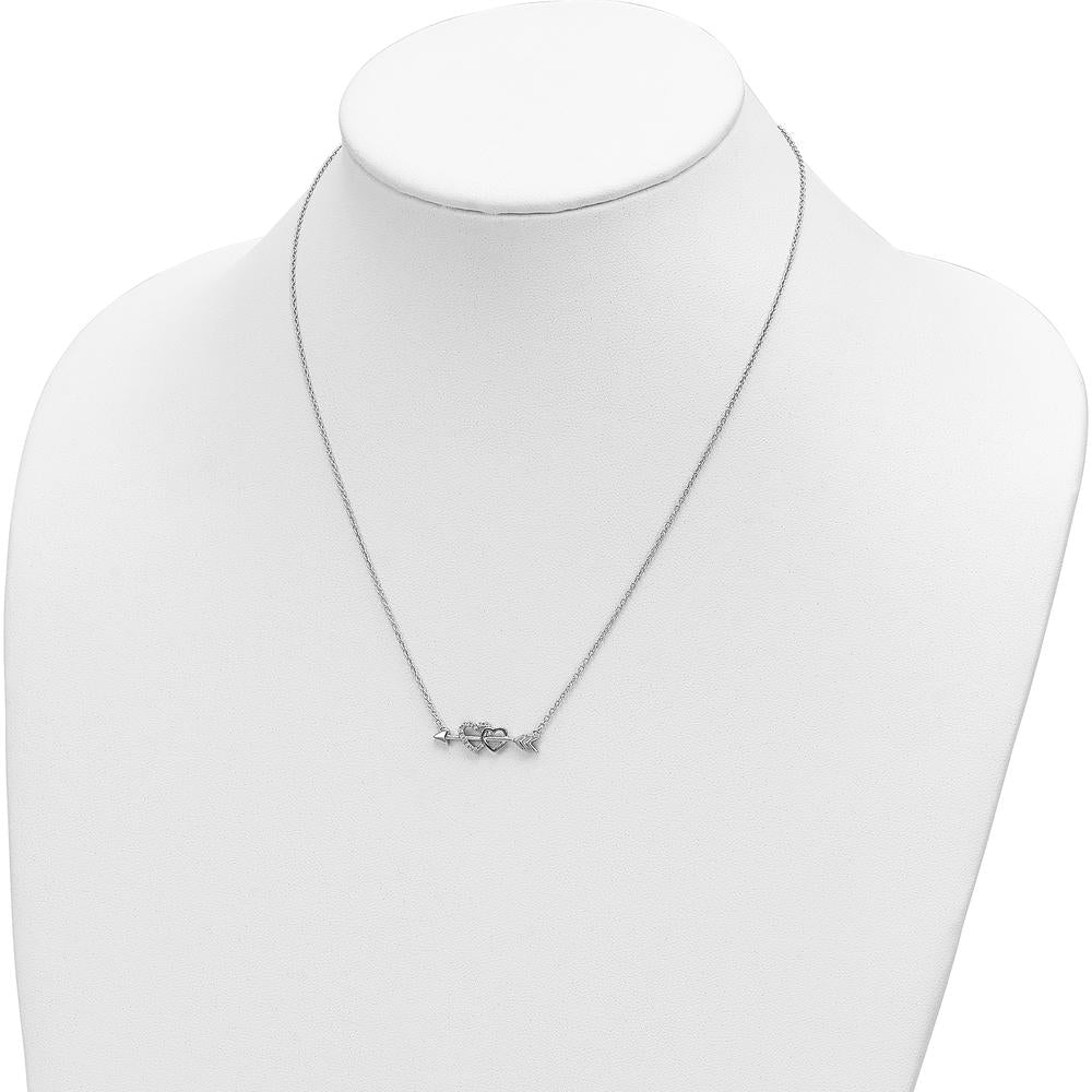 14K Two-Tone 1/20 Carat Diamond Hearts on Arrow Necklace - 18" by Oro Pregiato